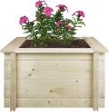 TIMBELA Hochbeet Holz - 58x58xH35 cm - Blumenbeet für Garten - Kräuterbeet - Pflanzkasten Holz - Hochbeet Balkon Garten Terrasse - Solid 28 mm Pine/Spruce Wood M616 - Thumbnail 3