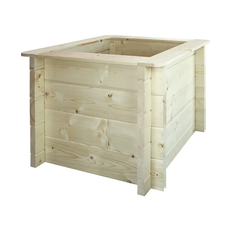 TIMBELA Hochbeet Holz - 58x58xH46 cm - Blumenbeet für Garten - Kräuterbeet - Pflanzkasten Holz - Hochbeet Balkon Garten Terrasse - Solid 28 mm Pine/Spruce Wood M617 – Bild 4