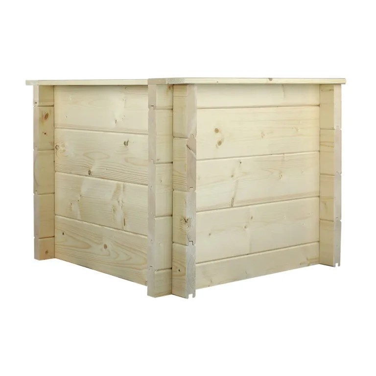 TIMBELA Hochbeet Holz - 58x58xH46 cm - Blumenbeet für Garten - Kräuterbeet - Pflanzkasten Holz - Hochbeet Balkon Garten Terrasse - Solid 28 mm Pine/Spruce Wood M617 – Bild 6