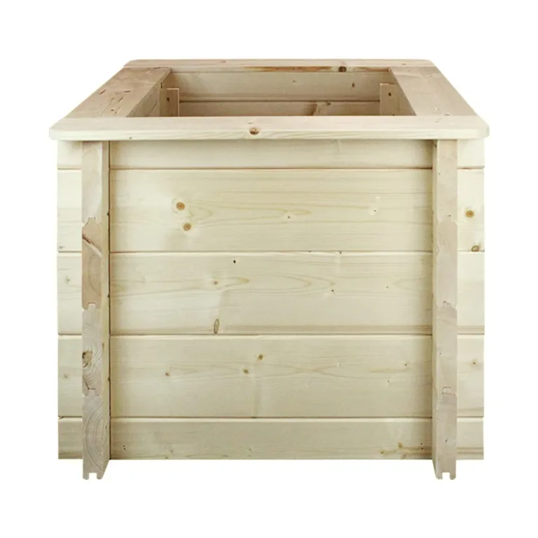 TIMBELA Hochbeet Holz - 58x58xH46 cm - Blumenbeet für Garten - Kräuterbeet - Pflanzkasten Holz - Hochbeet Balkon Garten Terrasse - Solid 28 mm Pine/Spruce Wood M617 – Bild 7