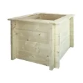 TIMBELA Hochbeet Holz - 58x58xH46 cm - Blumenbeet für Garten - Kräuterbeet - Pflanzkasten Holz - Hochbeet Balkon Garten Terrasse - Solid 28 mm Pine/Spruce Wood M617 - Thumbnail 4