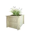 TIMBELA Hochbeet Holz - 58x58xH46 cm - Blumenbeet für Garten - Kräuterbeet - Pflanzkasten Holz - Hochbeet Balkon Garten Terrasse - Solid 28 mm Pine/Spruce Wood M617 - Thumbnail 1