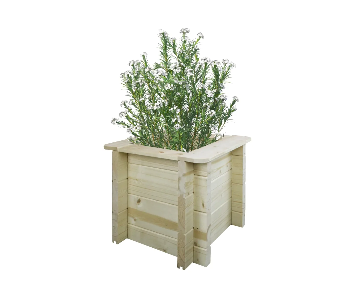 TIMBELA Hochbeet Holz - 38x38xH35 cm - Pflanzkasten für Garten - Kräuterbeet - Blumenkasten Holz - Hochbeet Balkon Garten Terrasse - Solid 28 mm Pine/Spruce Wood M610 - Bild 1
