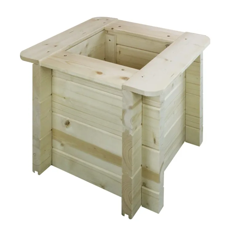 TIMBELA Hochbeet Holz - 38x38xH35 cm - Pflanzkasten für Garten - Kräuterbeet - Blumenkasten Holz - Hochbeet Balkon Garten Terrasse - Solid 28 mm Pine/Spruce Wood M610 – Bild 3