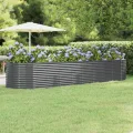 vidaXL Hochbeet, Wetterfestes Hochbeet für Garten Balkon Terrasse, Kräuterhochbeet zum Selber Bauen, Pflanzkasten aus Metall, Pulverbeschichteter Stahl Anthrazit - Thumbnail 2
