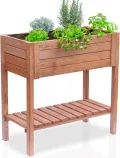Premium Hochbeet – aus hochwertigem Holz – perfekt für Garten/Terrasse/Balkon – mit Stabiler Ablage und Innenvlies – Kräuterhochbeet 80 cm hoch, 80 cm lang – Pflanztisch – Hochbeete - Thumbnail 10