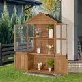 M MCombo Gartenschrank Holz Klein, Outdoor Gartenhaus Gerätehaus Wetterfest, Gewächshaus für Balkon & Terrasse, 100 × 53 × 178 cm, 0111 (Natur) - Thumbnail 2
