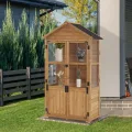 M MCombo Gartenschrank Holz Klein, Outdoor Gartenhaus Gerätehaus Wetterfest, Gewächshaus für Balkon & Terrasse, 100 × 53 × 178 cm, 0111 (Natur) - Thumbnail 8