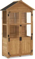 M MCombo Gartenschrank Holz Klein, Outdoor Gartenhaus Gerätehaus Wetterfest, Gewächshaus für Balkon & Terrasse, 100 × 53 × 178 cm, 0111 (Natur) - Thumbnail 1