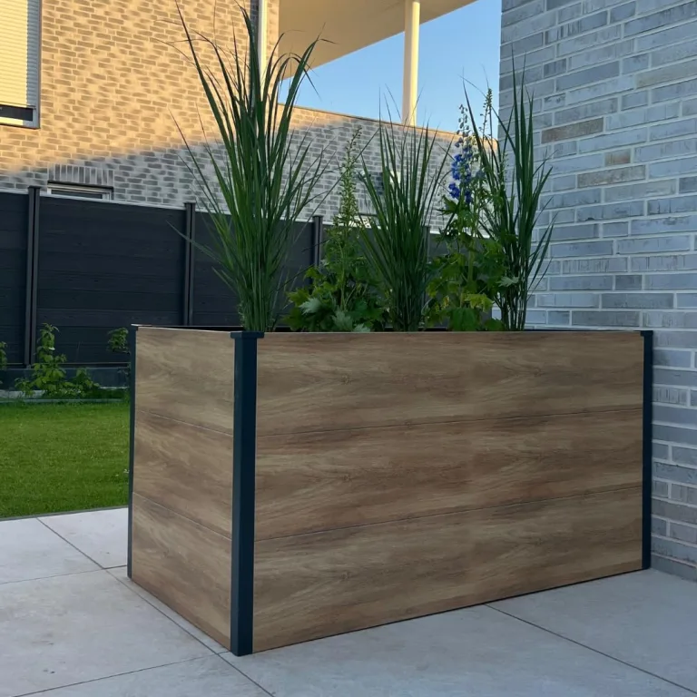 Metzler Hochbeet für den Garten – Stahl in Holzoptik & Anthrazit | Witterungsbeständiges Metall-Gartenbeet, Pflanzenbeet, Blumenhochbeet | 150 x 75 x 77 cm – Bild 2