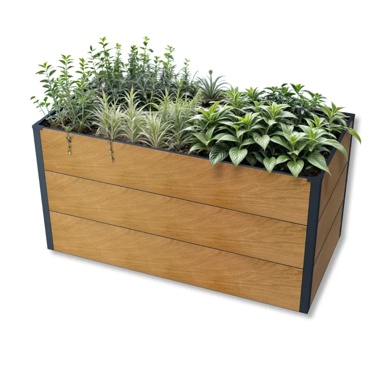 Metzler Hochbeet für den Garten – Stahl in Holzoptik & Anthrazit | Witterungsbeständiges Metall-Gartenbeet, Pflanzenbeet, Blumenhochbeet | 150 x 75 x 77 cm – Bild 1
