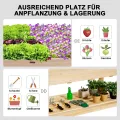 RELAX4LIFE Hochbeet mit Rollen, Gartenbeet aus Tannenholz, Pflanzkasten mit Ablage, Ablauflöchern & Abdeckfolie, Pflanzbeet Blumenkübel Kräuterbeet für Garten Balkon Terrasse, 120 x 59 x 84 cm, Natur - Thumbnail 4