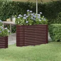 vidaXL Hochbeet, Wetterfestes Hochbeet für Garten Balkon Terrasse, Kräuterhochbeet zum Selber Bauen, Pflanzkasten aus Metall, Pulverbeschichteter Stahl Braun - Thumbnail 2