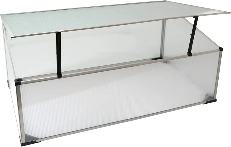 NATIV Frühbeet aus Aluminium | Hochbeet Abdeckung mit arretierbarem Dach | Frühbeetkasten mit Polycarbonatplatten | Frühbeetaufsatz für Hochbeet 100 x 60 cm | Mini Gewächshaus – Bild 1