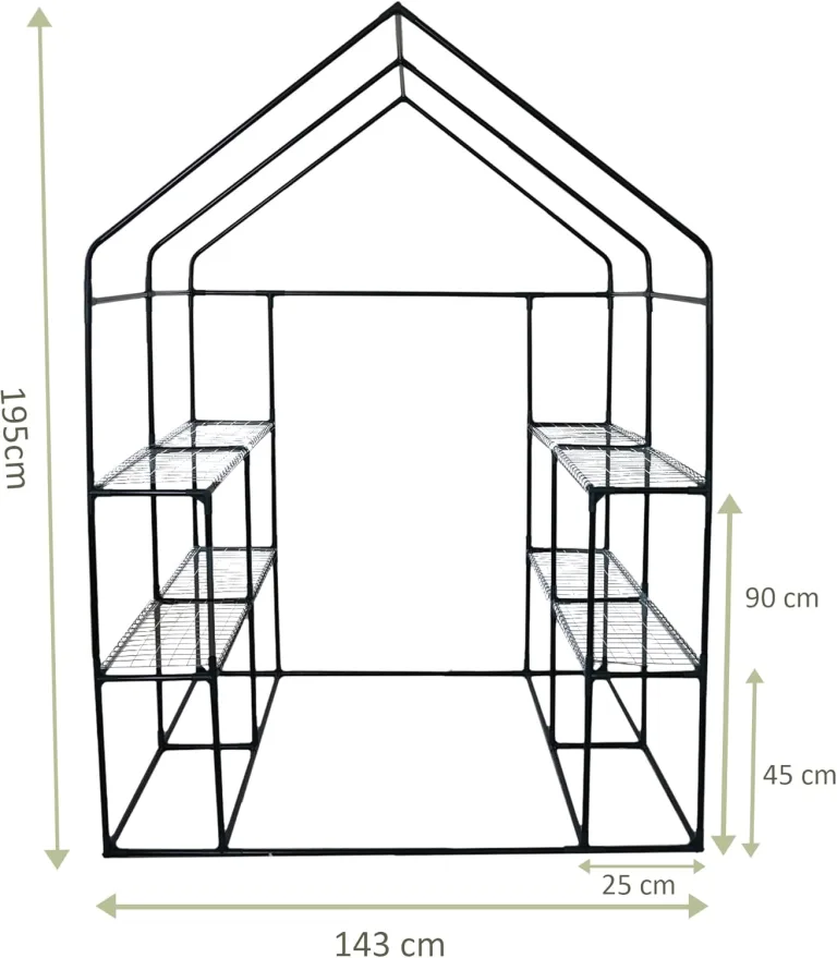 NATIV Foliengewächshaus | Tomaten Gewächshaus mit 8 praktischen Ablagen| Tomatenhaus aus robuster Gewächshausfolie | Treibhaus mit aufrollbarer Türe | Anzuchthaus 143 x 143 cm, 195 cm hoch – Bild 2