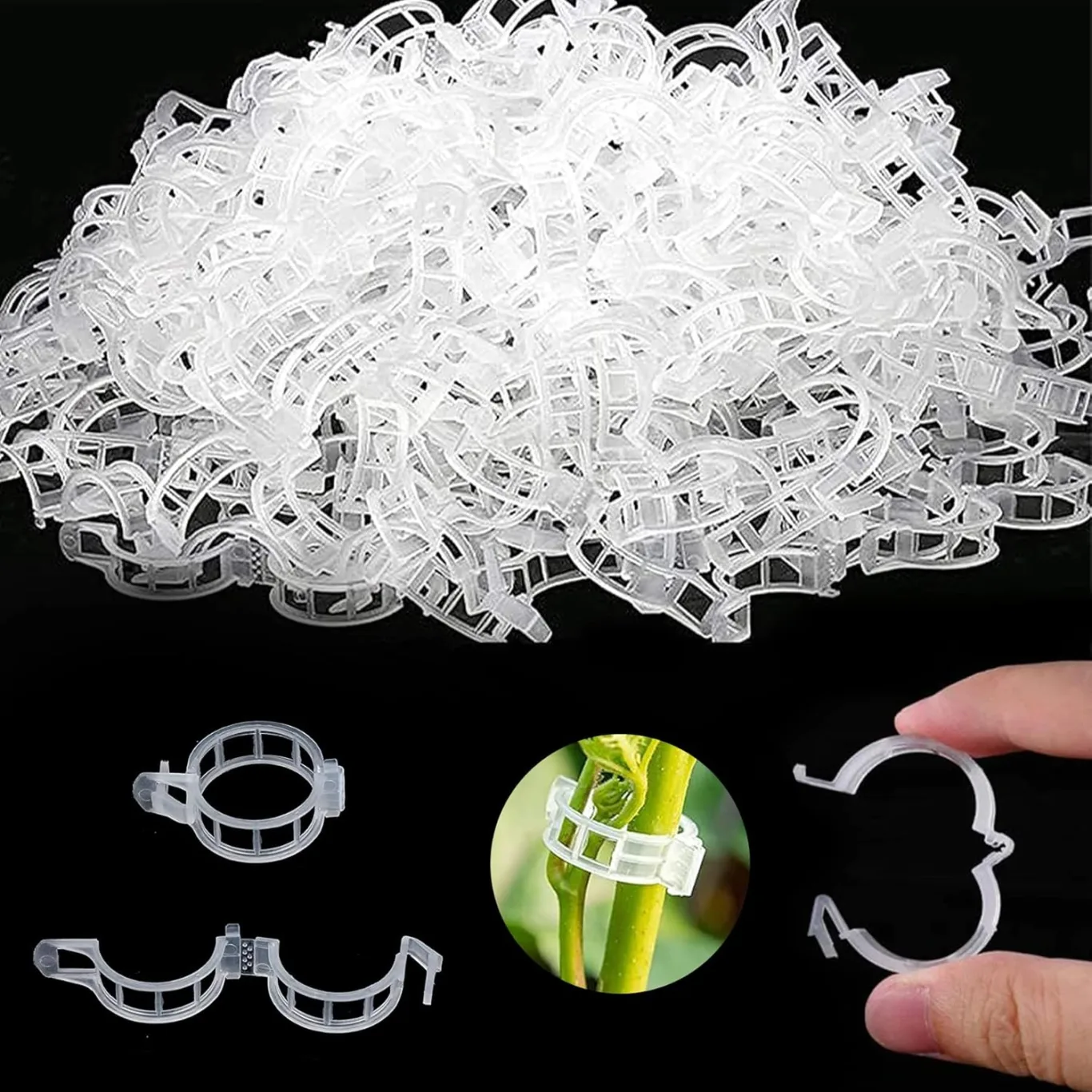 250 Stück Pflanzenclips,Tomatenclips Verbinden,Kunststoff Tomatenclips,Pflanzenklammern,Ranken Clips,Pflanzen Sicherung,Tomatenclips Verbinden Pfeffer Gurke Reben Ideal,für Pflanzen Sicherung - Bild 1
