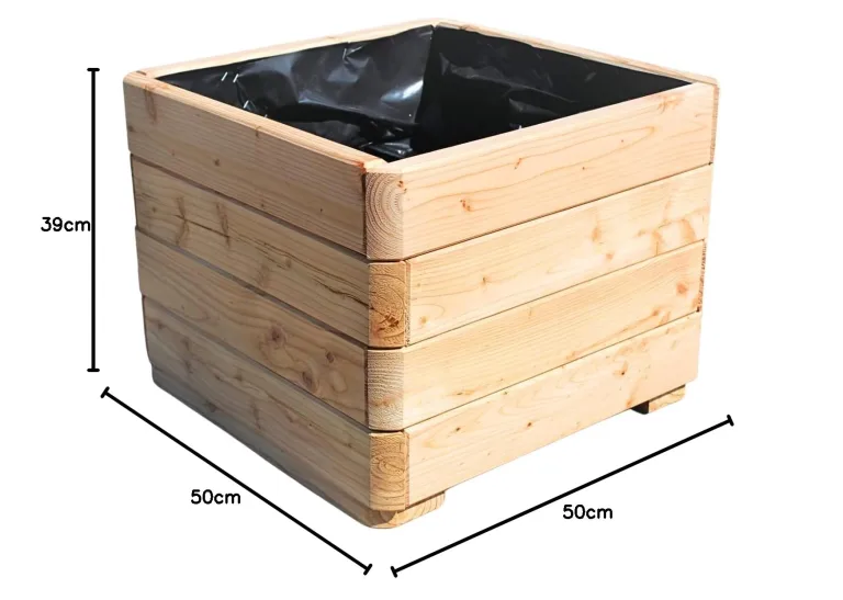 Gartenwelt Riegelsberger Massiver Pflanzkasten Mammut 50x50x39 cm aus Lärchenholz Natur Blumenkasten Blumentopf Pflanzkübel Kräutertopf Balkonkasten fertig montiert – Bild 10
