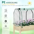 Outsunny Hochbeet Frühbeet mit Gewächshaus, Gemüsebeet mit Stoffauskleidung, Kräuterbeet mit Stahlrahmen, Blumenkasten für Garten, Balkon, Tannenholz, Natur 121 x 55 x 117cm - Thumbnail 3