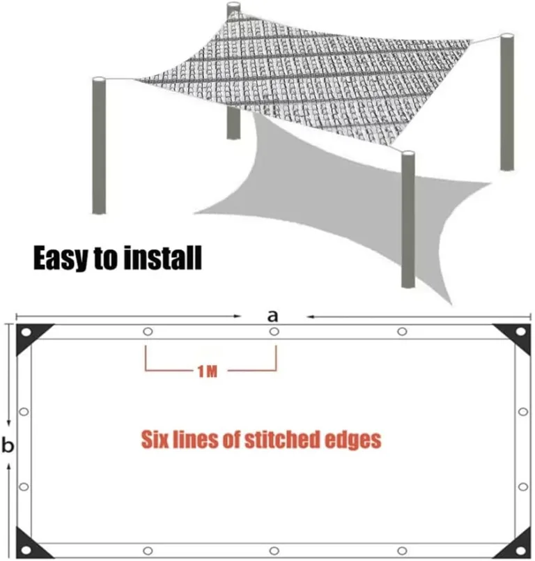 99% Aluminium-Schattennetz, Reflektierend, Terrasse Schattiernetz Gewächshaus, Hitzeschutz 3x4m (3mx4m) – Bild 5