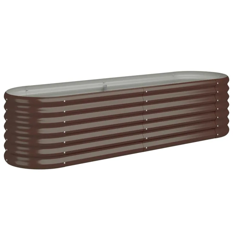 vidaXL Hochbeet, Wetterfestes Hochbeet für Garten Balkon Terrasse, Kräuterhochbeet zum Selber Bauen, Pflanzkasten aus Metall, Verzinkter Stahl Braun