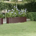 vidaXL Hochbeet, Wetterfestes Hochbeet für Garten Balkon Terrasse, Kräuterhochbeet zum Selber Bauen, Pflanzkasten aus Metall, Verzinkter Stahl Braun - Thumbnail 2