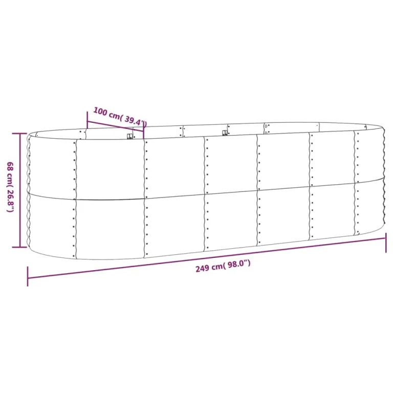 vidaXL Hochbeet, Wetterfestes Hochbeet für Garten Balkon Terrasse, Kräuterhochbeet zum Selber Bauen, Pflanzkasten aus Metall, Pulverbeschichteter Stahl Anthrazit – Bild 8