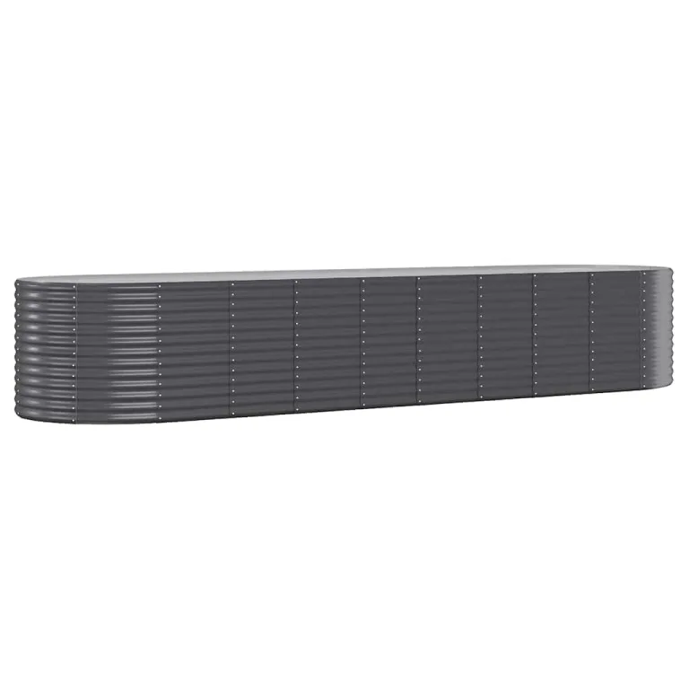 vidaXL Hochbeet, Wetterfestes Hochbeet für Garten Balkon Terrasse, Kräuterhochbeet zum Selber Bauen, Pflanzkasten aus Metall, Pulverbeschichteter Stahl Grau – Bild 9