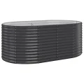 vidaXL Hochbeet, Wetterfestes Hochbeet für Garten Balkon Terrasse, Kräuterhochbeet zum Selber Bauen, Pflanzkasten aus Metall, Pulverbeschichteter Stahl Grau - Thumbnail 10