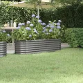 vidaXL Hochbeet, Wetterfestes Hochbeet für Garten Balkon Terrasse, Kräuterhochbeet zum Selber Bauen, Pflanzkasten aus Metall, Verzinkter Stahl Grau - Thumbnail 2