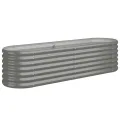 vidaXL Hochbeet, Wetterfestes Hochbeet für Garten Balkon Terrasse, Kräuterhochbeet zum Selber Bauen, Pflanzkasten aus Metall, Verzinkter Stahl Grau - Thumbnail 1