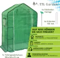 TTL Garden Foliengewächshaus 195 x 143 x 73 cm grün - Tomaten & Pflanzen Gewächshaus Treibhaus mit Gitter Schutzfolie, 2 Fenster mit Fliegengitter Bodenanker 6 Etagen + Regal Böden Winterfest - Thumbnail 8