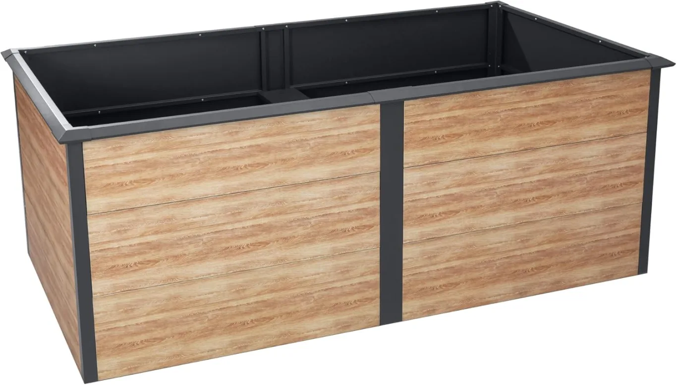 Zelsius Hochbeet für Garten, Terrasse oder Balkon Anthrazit RAL 7016 | 200 x 100 x 77 cm, in Holzoptik | Gemüsebeet, Blumenbeet, Pflanzbeet, Pflanzkasten, Blumenkasten, Gartenbeet - Bild 1