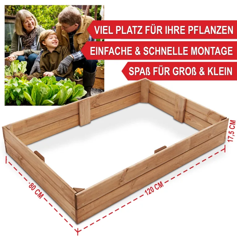 Onbest Premium Hochbeet - Pflanzbeet Holz mit Innenvlies – Garten Hochbeet – erweiterbar und stapelbar – witterungsbeständig – Blumenkasten für Terrasse Balkon – Pflanzkasten (1x Pflanzrahmen) – Bild 3
