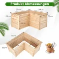 COSTWAY Erhöhtes Hochbeet Holz, Gartenbeet tief, Pflanzkasten mit offenem Boden, für Balkon Garten Terrasse, Pflanzenbeet L-förmig, Kräuterbeet Pflanzkasten, Tannenholz, 120 x 120 x 63 cm (Natur) - Thumbnail 7