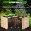 COSTWAY Erhöhtes Hochbeet Holz, Gartenbeet tief, Pflanzkasten mit offenem Boden, für Balkon Garten Terrasse, Pflanzenbeet L-förmig, Kräuterbeet Pflanzkasten, Tannenholz, 120 x 120 x 63 cm (Natur) - Thumbnail 3