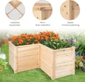 COSTWAY Erhöhtes Hochbeet Holz, Gartenbeet tief, Pflanzkasten mit offenem Boden, für Balkon Garten Terrasse, Pflanzenbeet L-förmig, Kräuterbeet Pflanzkasten, Tannenholz, 120 x 120 x 63 cm (Natur) - Thumbnail 4