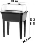 KADAX Gewächshaus auf Beinen, 30L aus Kunststoff, Anzuchttopf mit Abdeckung mit Lüftungsöffnungen, Kräuterbeet für Balkon Garten und Terrasse (Kunststoff 60cm, Anthrazit) - Thumbnail 2