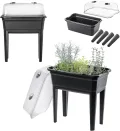 KADAX Gewächshaus auf Beinen, 30L aus Kunststoff, Anzuchttopf mit Abdeckung mit Lüftungsöffnungen, Kräuterbeet für Balkon Garten und Terrasse (Kunststoff 60cm, Anthrazit) - Thumbnail 1