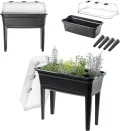KADAX Gewächshaus auf Beinen, 42L aus Kunststoff, Anzuchttopf mit Abdeckung mit Lüftungsöffnungen, Kräuterbeet für Balkon Garten und Terrasse (Kunststoff 75cm, Anthrazit) - Thumbnail 1