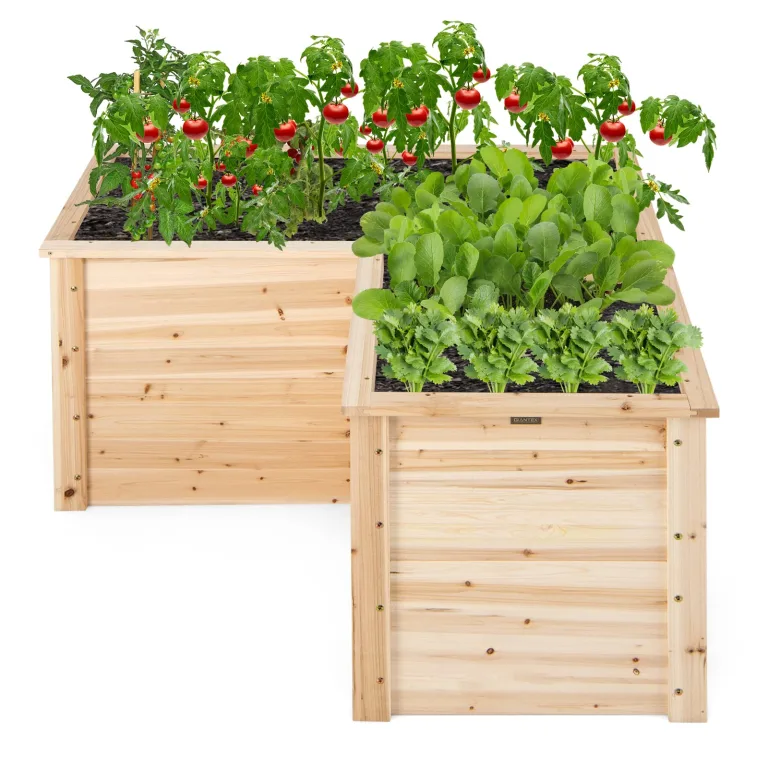 RELAX4LIFE Hochbeet Holz, Blumenbeet ohne Bodenplatte, Pflanzkasten Anzuchtbeet, Pflanzenbeet Frühbeet Gemüsebeet für Balkom Terrasse Garten Outdoor (L-formig) – Bild 1