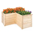 RELAX4LIFE Hochbeet Holz, Blumenbeet ohne Bodenplatte, Pflanzkasten Anzuchtbeet, Pflanzenbeet Frühbeet Gemüsebeet für Balkom Terrasse Garten Outdoor (L-formig) - Thumbnail 7