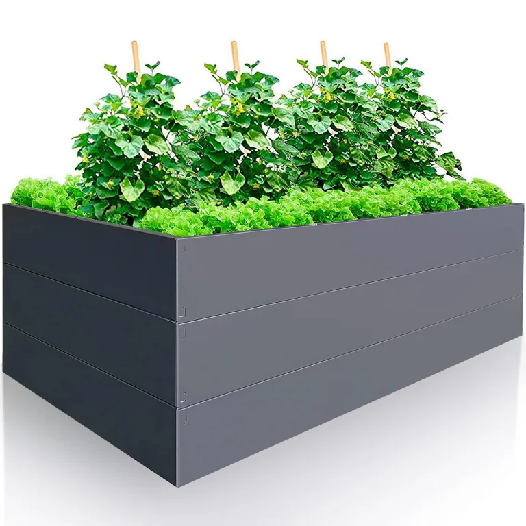Hochbeet für Garten 170x85x63 cm Metall, Holzoptik - Hochbeet-Kit aus Premium-Polymerbeschichtetem Stahl, Rechteckig, Langlebiges Gartenbeet für Kräuter und Gemüse mit Maulwurfnetz – Bild 8