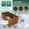 Hochbeet für Garten 170x85x63 cm Metall, Holzoptik - Hochbeet-Kit aus Premium-Polymerbeschichtetem Stahl, Rechteckig, Langlebiges Gartenbeet für Kräuter und Gemüse mit Maulwurfnetz - Thumbnail 2