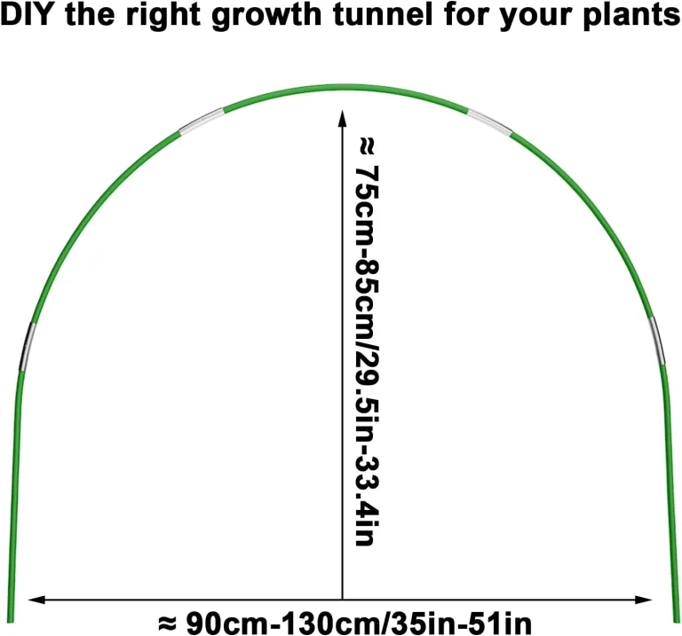 Gewächshaus-Hoops 6 Sätze von 7 Ft Grün Abnehmbaren Gewächshaus-Ringe für Pflanzenabdeckung Folientunnel Tunnelbogen Kunststoff Glasfaser Pflanztunnel Bögen für Gartenstoff Gartenpfähle – Bild 2