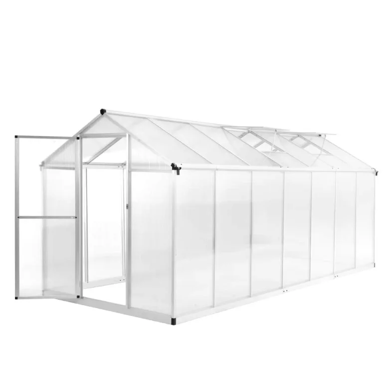 HOMIUSE Gewächshaus Aluminium 240x211x232 cm Groß Gewächshaus Glas Anlehngewächshaus Gewächshaus Winterfest Gewächshaus Heizung Tomatenhaus GartenGewächshäuser Glashaus Smart Garden – Bild 8