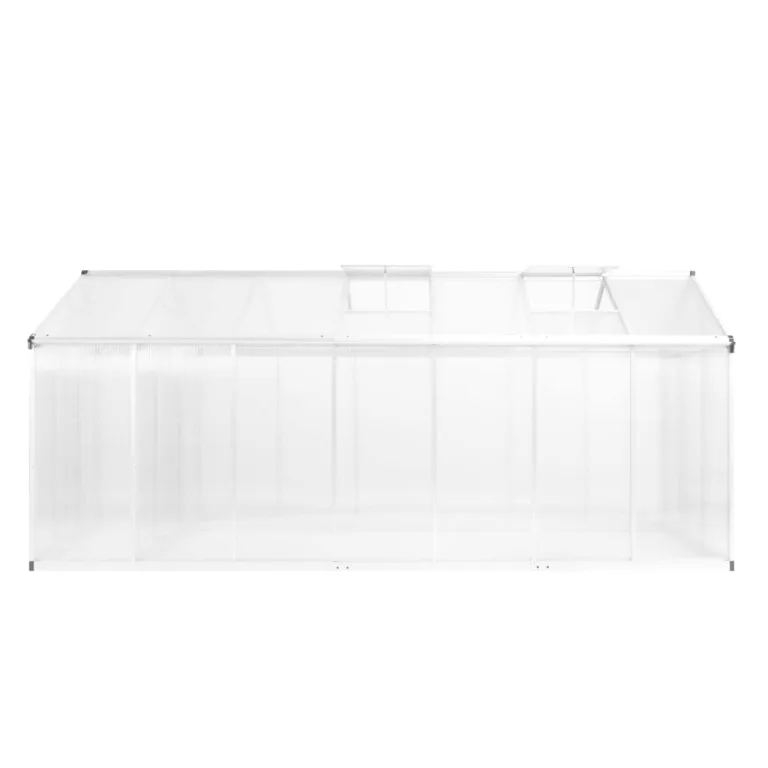 HOMIUSE Gewächshaus Aluminium 421x190x195 cm 15,6 m³ Groß Glas Anlehngewächshaus Winterfest Heizung Tomatenhaus Glashaus Smart Garden – Bild 3