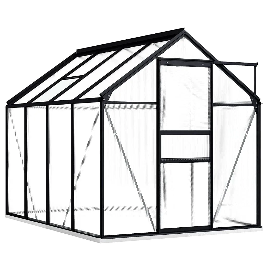 HOMIUSE Gewächshaus Mit Fundamentrahmen Anthrazit Aluminium 4,75 m³ 190x250x202 cm Glas Balkon Winterfest Heizung Groß Glashaus - Bild 1