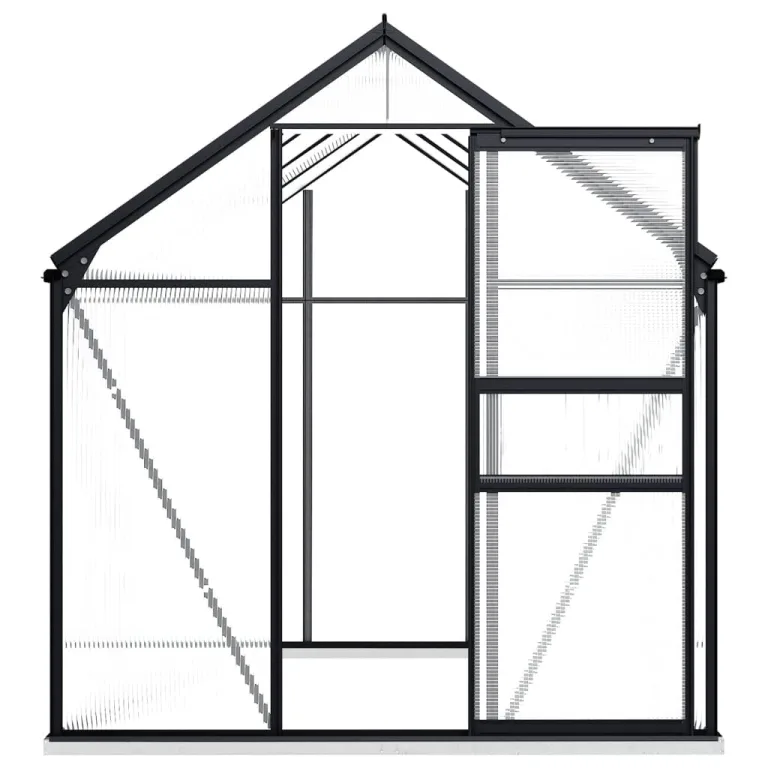 HOMIUSE Gewächshaus Mit Fundamentrahmen Anthrazit Aluminium 4,75 m³ 190x250x202 cm Glas Balkon Winterfest Heizung Groß Glashaus – Bild 3