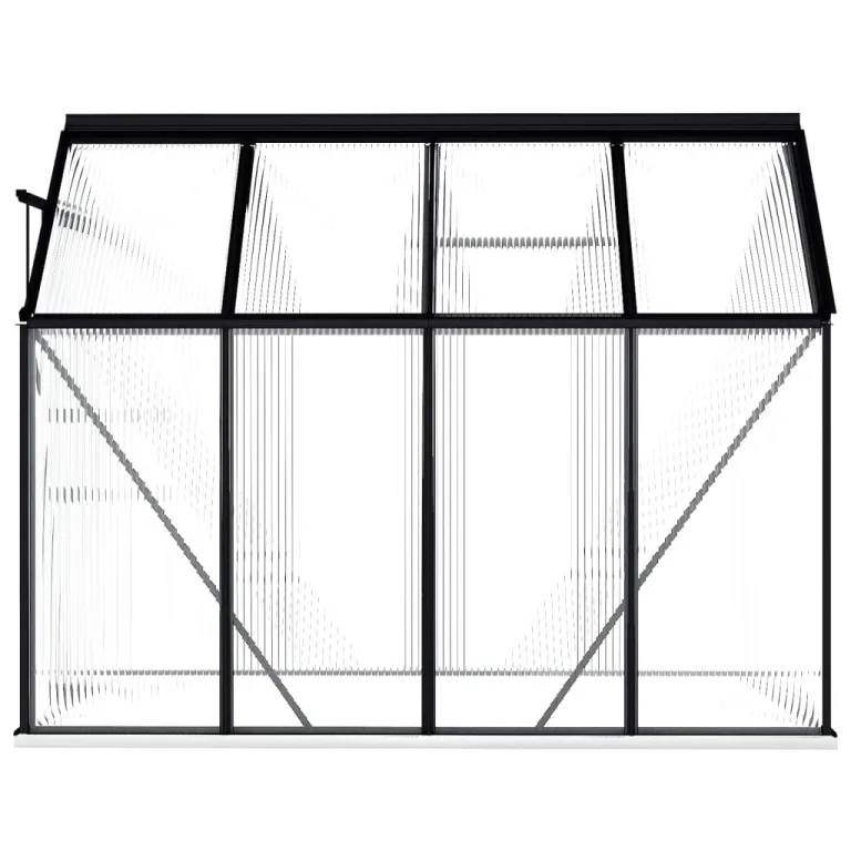 HOMIUSE Gewächshaus Mit Fundamentrahmen Anthrazit Aluminium 4,75 m³ 190x250x202 cm Glas Balkon Winterfest Heizung Groß Glashaus – Bild 4
