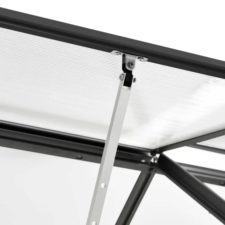 HOMIUSE Gewächshaus Mit Fundamentrahmen Anthrazit Aluminium 4,75 m³ 190x250x202 cm Glas Balkon Winterfest Heizung Groß Glashaus – Bild 5